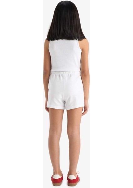 Kız Çocuk Beli Lastikli Baskılı 2'li Şort