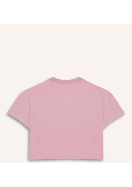 Kız Çocuk Bisiklet Yaka Baskılı Kısa Kollu Tişört E0352A825SM