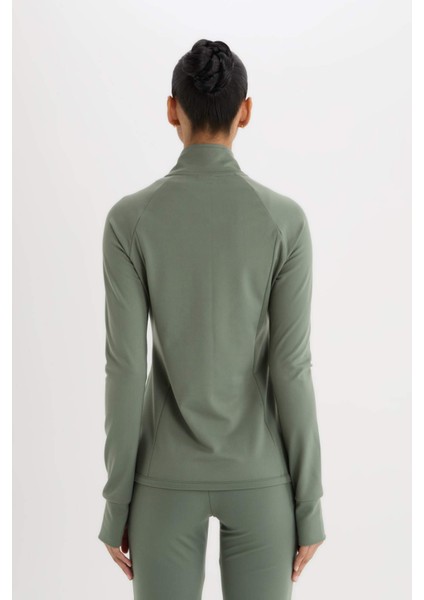 DeFactoFit Fitted Dik Yaka Çift Cepli Fermuarlı Spor Hırka B3985AX25SP