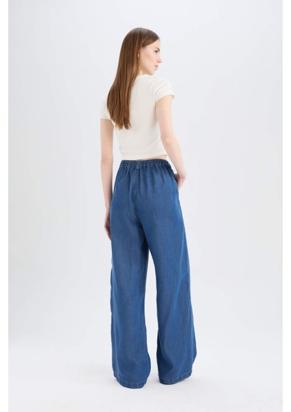 Pull On Wide Leg Yüksek Bel Uzun Tensel Yıkamalı Pantolon D8239AX25SM