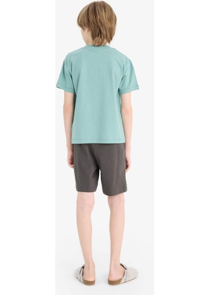 Erkek Çocuk Pijama Takımı Baskılı Kısa Kollu Üst Beli Lastikli Şort D9990A825SM