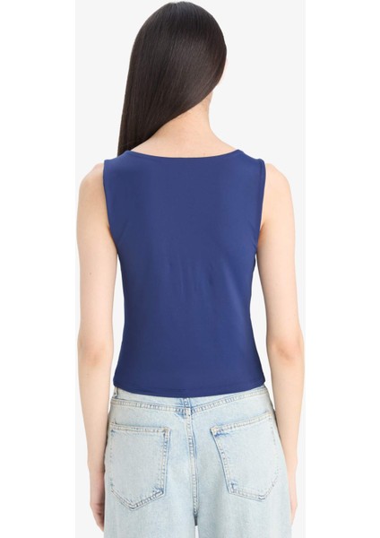 Slim Fit Dar Kesim Basic Düz Kare Yaka Atlet C2622AX25SP