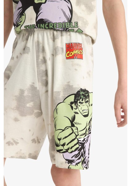 Erkek Çocuk Marvel Comics Pijama Takımı Kısa Kollu Üst Beli Lastikli Şort E0344A825SM