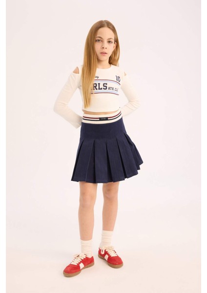 Kız Çocuk Pileli Gabardin Etek E0060A825Sp