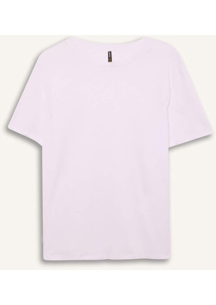 Regular Fit Bisiklet Yaka Basic Düz Penye Kısa Kollu Beyaz Tişört W9584AZ25SP