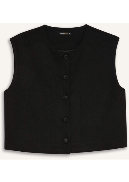 Bisiklet Yaka Basic Düz Düğmeli BlazerYelek E0571AX24AU