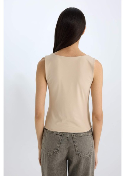 Slim Fit Dar Kesim Basic Düz Yuvarlak Yaka Atlet C2622AX25SP
