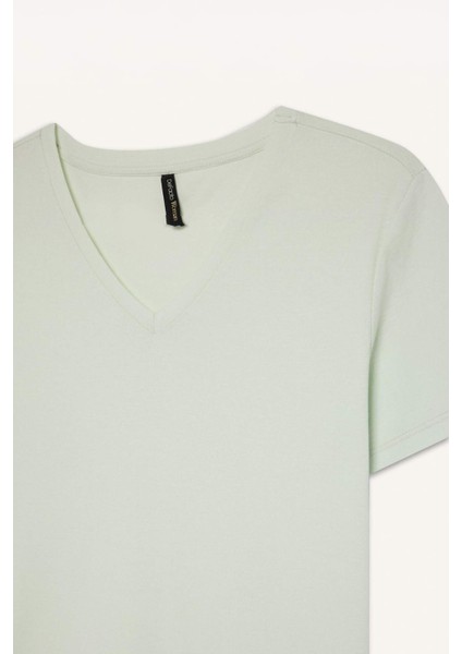 Slim Fit Dar Kesim V Yaka Basic Düz Ribana Kısa Kollu Tişört I1080AZ25SP