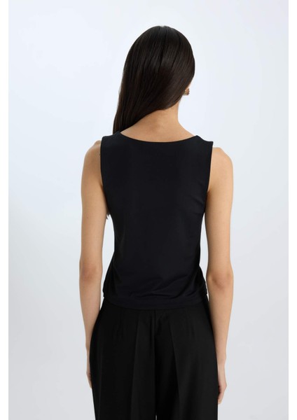 Slim Fit Dar Kesim Basic Düz Yuvarlak Yaka Atlet C2622AX25SP