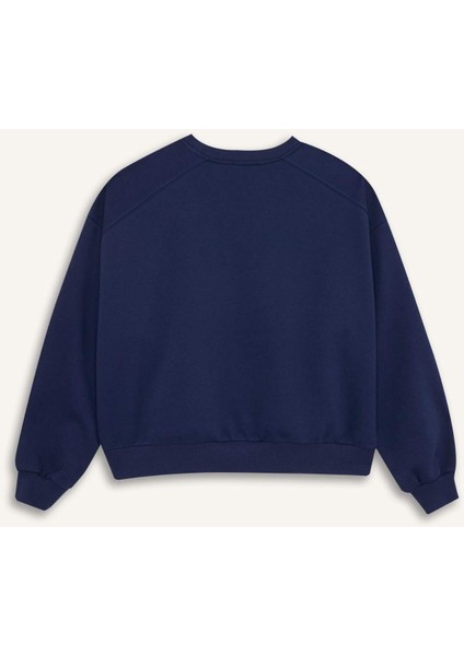 Coool Oversize Geniş Kalıp Bisiklet Yaka Kalın Basic Düz Sweatshirt A4177AX24WN