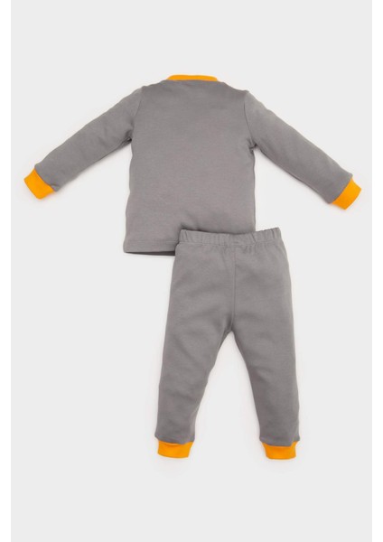 Erkek Bebek Pijama Takımı Araç Baskılı Uzun Kollu Üst Beli Lastikli Uzun Alt E0752A525SP
