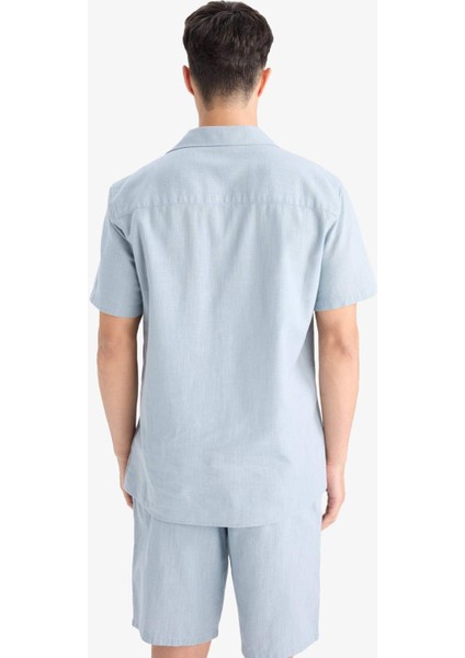 %100 Pamuk Regular Fit Polo Yaka Yazlık Kısa Kollu Gömlek D8613AX25SM