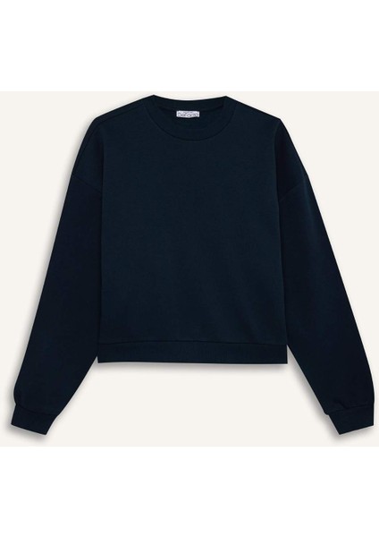 Regular Fit Bisiklet Yaka Kalın Basic Düz Sweatshirt D6645AX24WN
