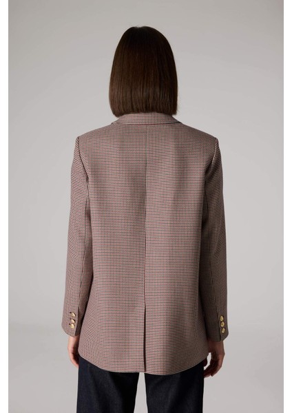 Sorbe x DeFacto Regular Fit Ceket Yaka Desenli Düğmeli Blazer Ceket D9883Ax24AU