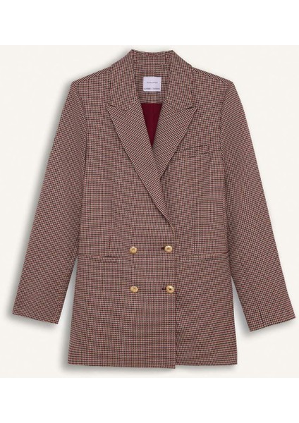 Sorbe x DeFacto Regular Fit Ceket Yaka Desenli Düğmeli Blazer Ceket D9883Ax24AU