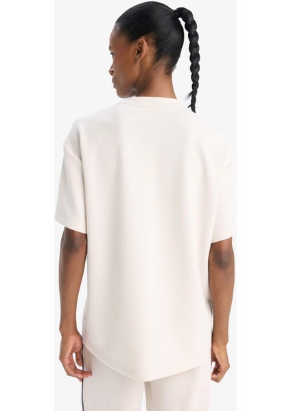 Fit Oversize Geniş Kalıp Bisiklet Yaka Modal Kısa Kollu Tişört D7127AX25SP