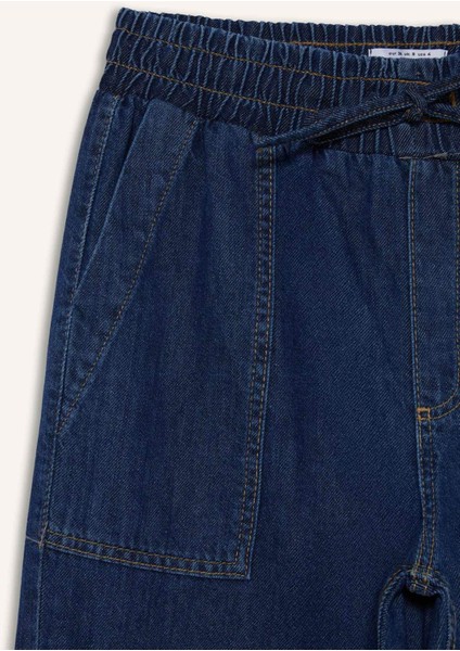 Pull On Carrot Fit Yüksek Bel Crop Fit Yumuşak Jean Pantolon E0956AX25SM