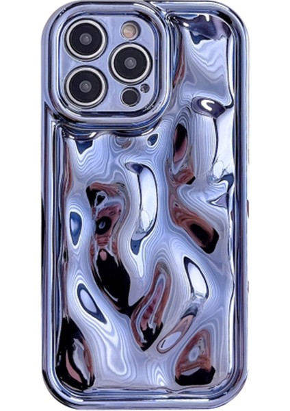 Iphone 15 Pro Max Case Anti-Cratch Electrolated Meteorit Dokusu Tpu Telefon Kapak Mavisi (Yurt Dışından)