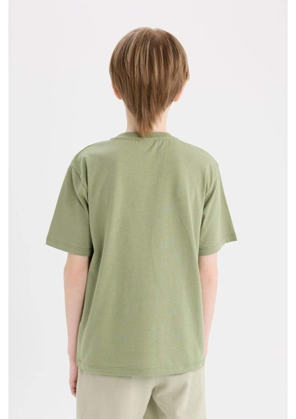 Erkek Çocuk Bisiklet Yaka Nakışlı Kısa Kollu Tişört