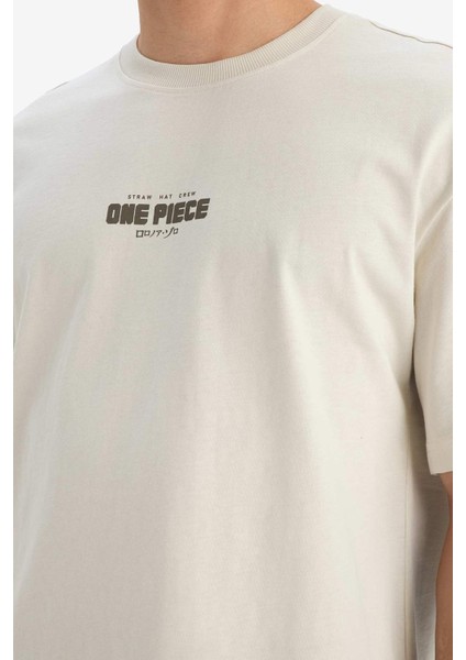 %100 Pamuk One Piece Boxy Fit Bisiklet Yaka Sırt Baskılı Kısa Kollu Tişört E0714AX25SM