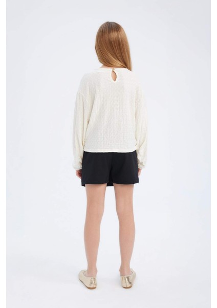 Kız Çocuk 2'li Takım Uzun Kollu Bluz Şort Etek E0795A825SM