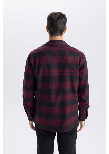 Regular Fit Kareli Flanel Uzun Kollu Gömlek E0983AX24WN