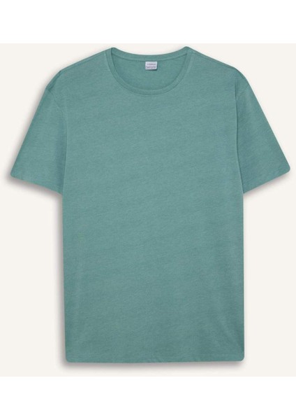 %100 Pamuk New Regular Fit Bisiklet Yaka Basic Düz Kısa Kollu Tişört E1091AXNS