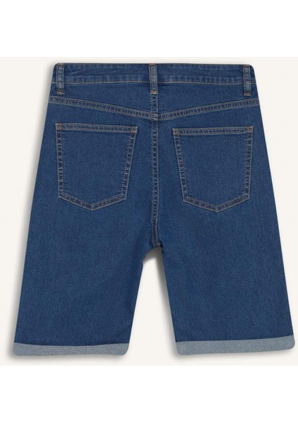 Normal Bel Katlamalı Paça Jean Bermuda Şort A1958AX25SM