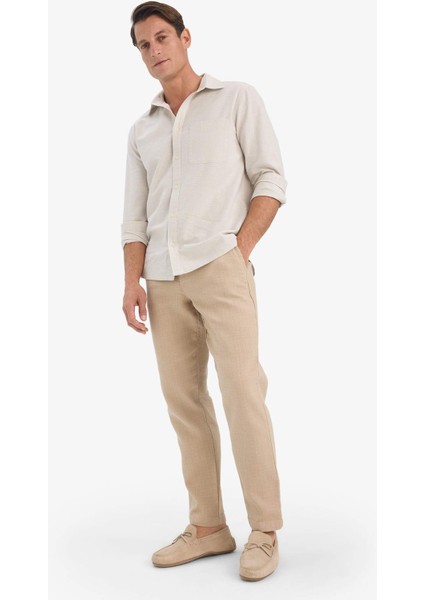 %100 Pamuk Yazlık Jogger Pantolon Regular Fit Normal Kesim Keten Görünümlü Düz Paça Cepli B4138AX25SP