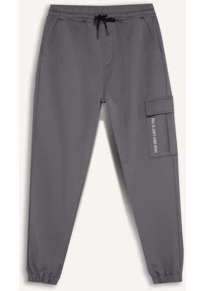 Fit Sporcu Jogger Eşofman Altı Standart Fit Üç Cepli Beli Bağcıklı Lastikli Paça D3741AX24WN
