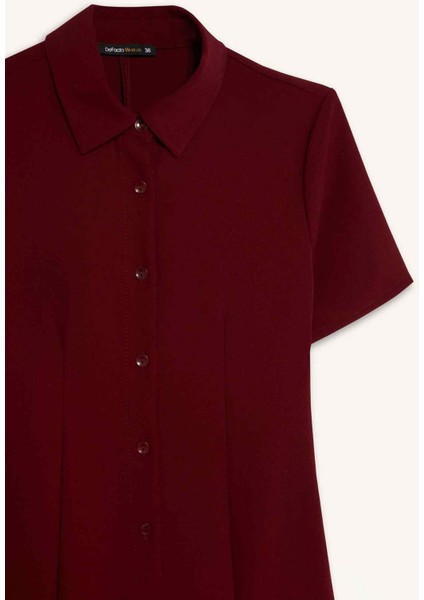 Polo Yaka Basic Düz Kısa Kollu Pileli Mini Elbise D4203AX24AU