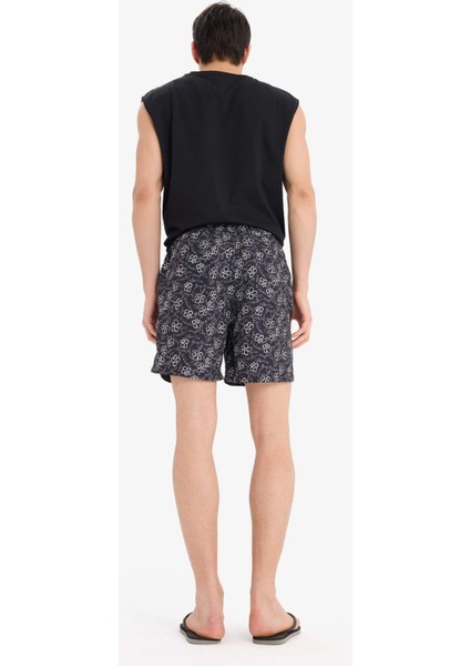 Desenli File Astarlı Kısa Boy Deniz Şortu E0951AX25HS