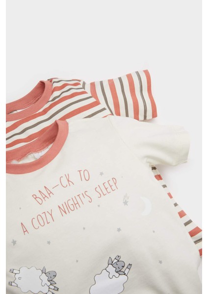 Erkek Bebek 4'lü Pijama Takımı Kısa Kollu Penye Üst Beli Lastikli Şort E1188A525HS