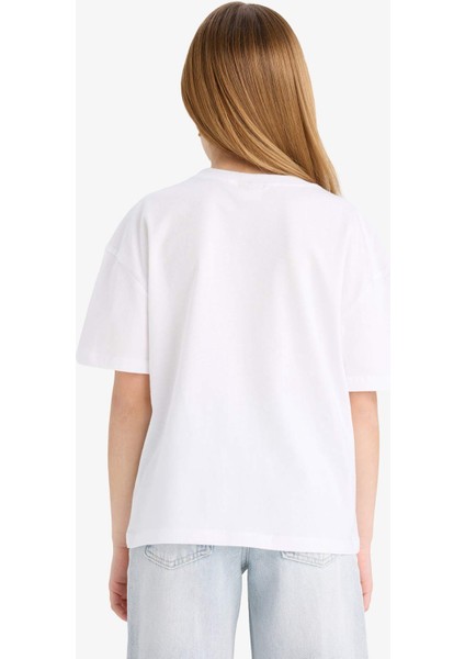 Kız Çocuk Relax Fit Bisiklet Yaka Basic Düz 2'li Kısa Kollu Tişört D9431A825SM
