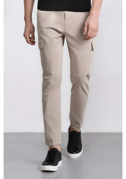 Jogger Gabardin Pantolon Beli Lastikli Kargo Cepli Lastikli Paça E1037AX24WN