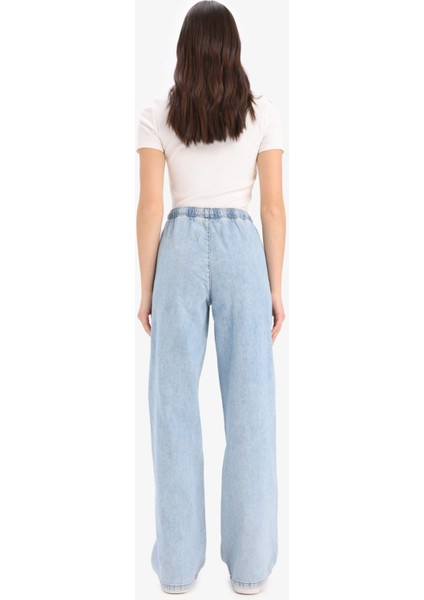 Yüksek Bel Geniş Paça Uzun Yumuşak Jean Pantolon E1703AX25SM