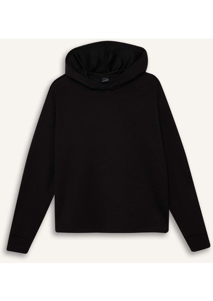 Fit Standart Fit Kapüşonlu Skuba Dalgıç Kumaş Sporcu Basic Düz Sweatshirt A5626AX25SP