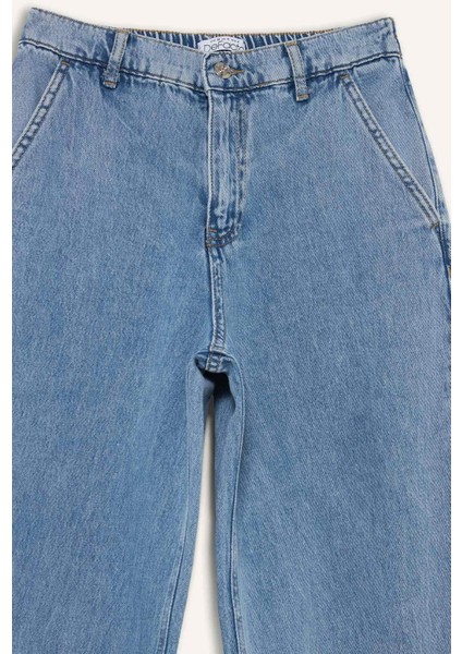 Carrot Fit Beli Lastikli Bilek Boy Jean Yıkamalı Pantolon E1686AX25SM