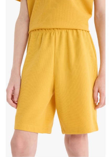 Erkek Çocuk Pijama Takımı Waffle Kısa Kollu Üst Beli Lastikli Şort D9993A825SM