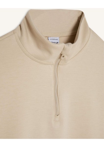 Defactofit Standart Fit Yarım Fermuarlı Skuba Dalgıç Kumaş Sporcu Sweatshırt D7120Ax25Sp