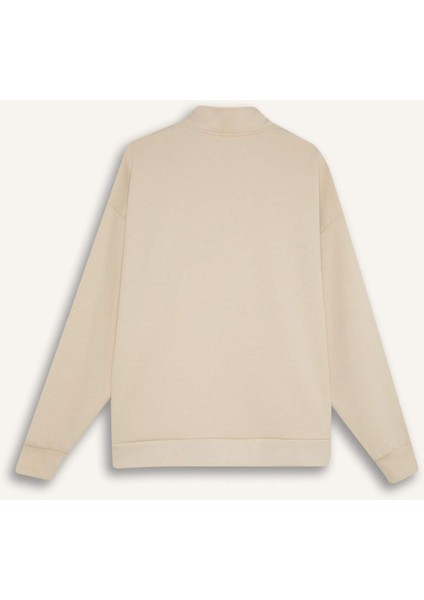 Defactofit Standart Fit Yarım Fermuarlı Skuba Dalgıç Kumaş Sporcu Sweatshırt D7120Ax25Sp