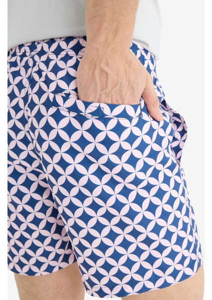 Desenli File Astarlı Kısa Boy Deniz Şortu E1029AX25HS