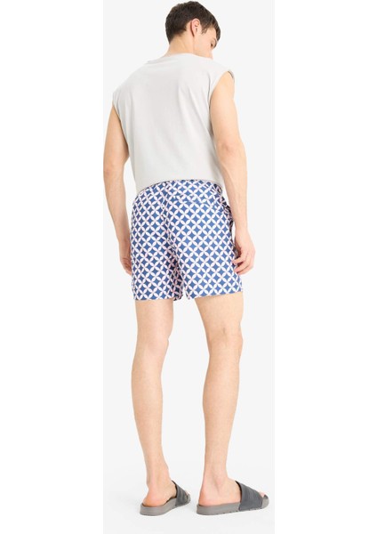 Desenli File Astarlı Kısa Boy Deniz Şortu E1029AX25HS