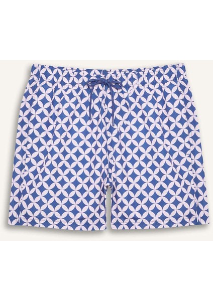 Desenli File Astarlı Kısa Boy Deniz Şortu E1029AX25HS
