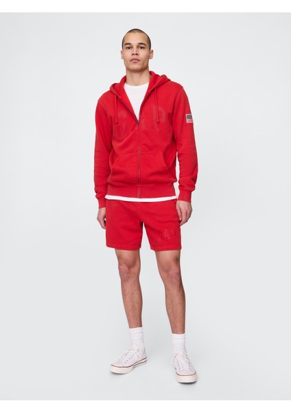 Erkek Kırmızı Vintage Soft Gap Logo Sweat Şort