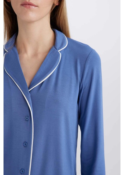 Pijama Takımı Regular Fit Uzun Kollu Üst Uzun Alt-Fall in Love E1804AX24WN