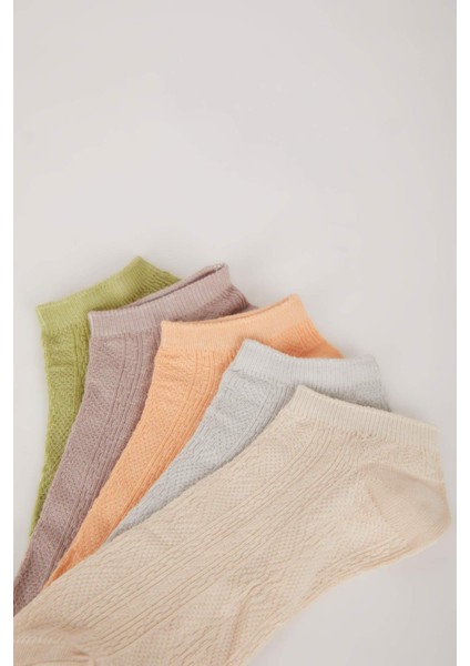 Kadın Rahat Lastikli 5'li Pamuklu Patik Çorap