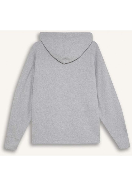 Relax Fit Kapüşonlu Basic Düz Sweatshirt E1995AX24WN