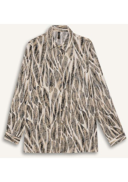 Regular Fit Desenli Uzun Kollu Gömlek Tunik E0786AX25SP