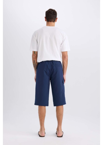 Long Fit File Astarlı Uzun Boy Kargo Cep Deniz Şortu E0905AX25HS